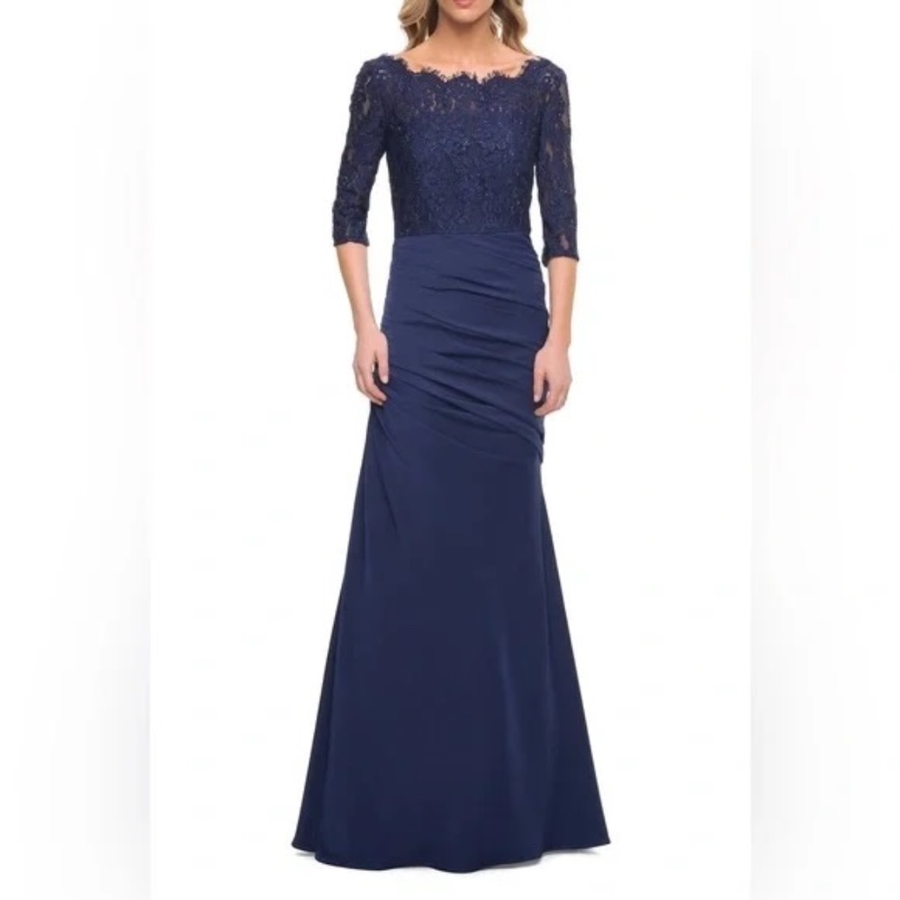 La Femme - 24926 Off-Shoulder Ruched Mermaid Gown